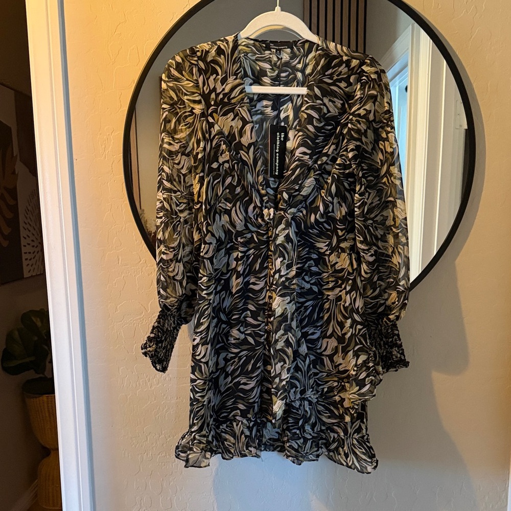 The Clothing Company Black and Cream Patterned Midi Dress